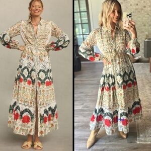 Anthropologie Multicolor Floral Long Sleeve Dress